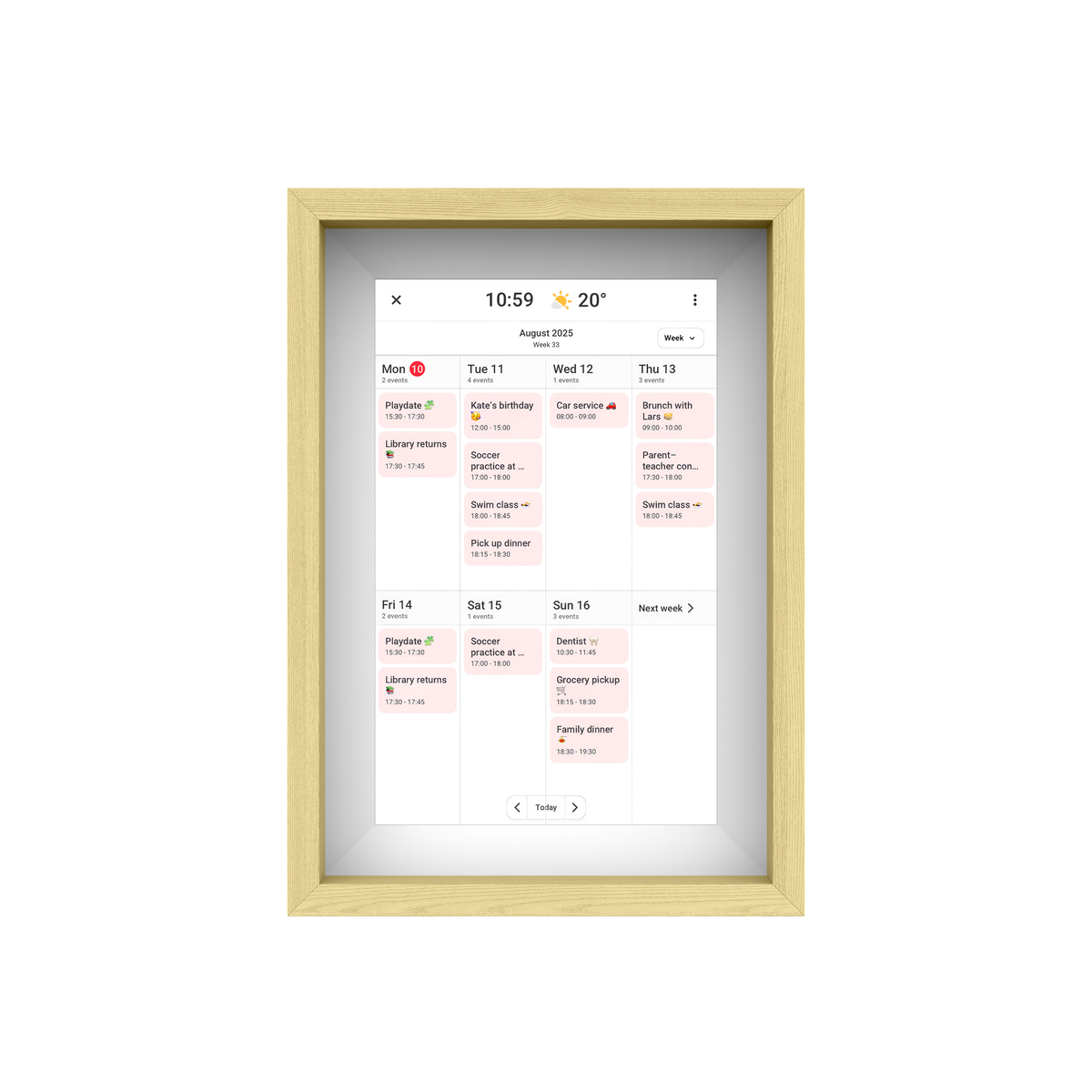 10.1” Digital Oak Box Photo Frame & eCalendar