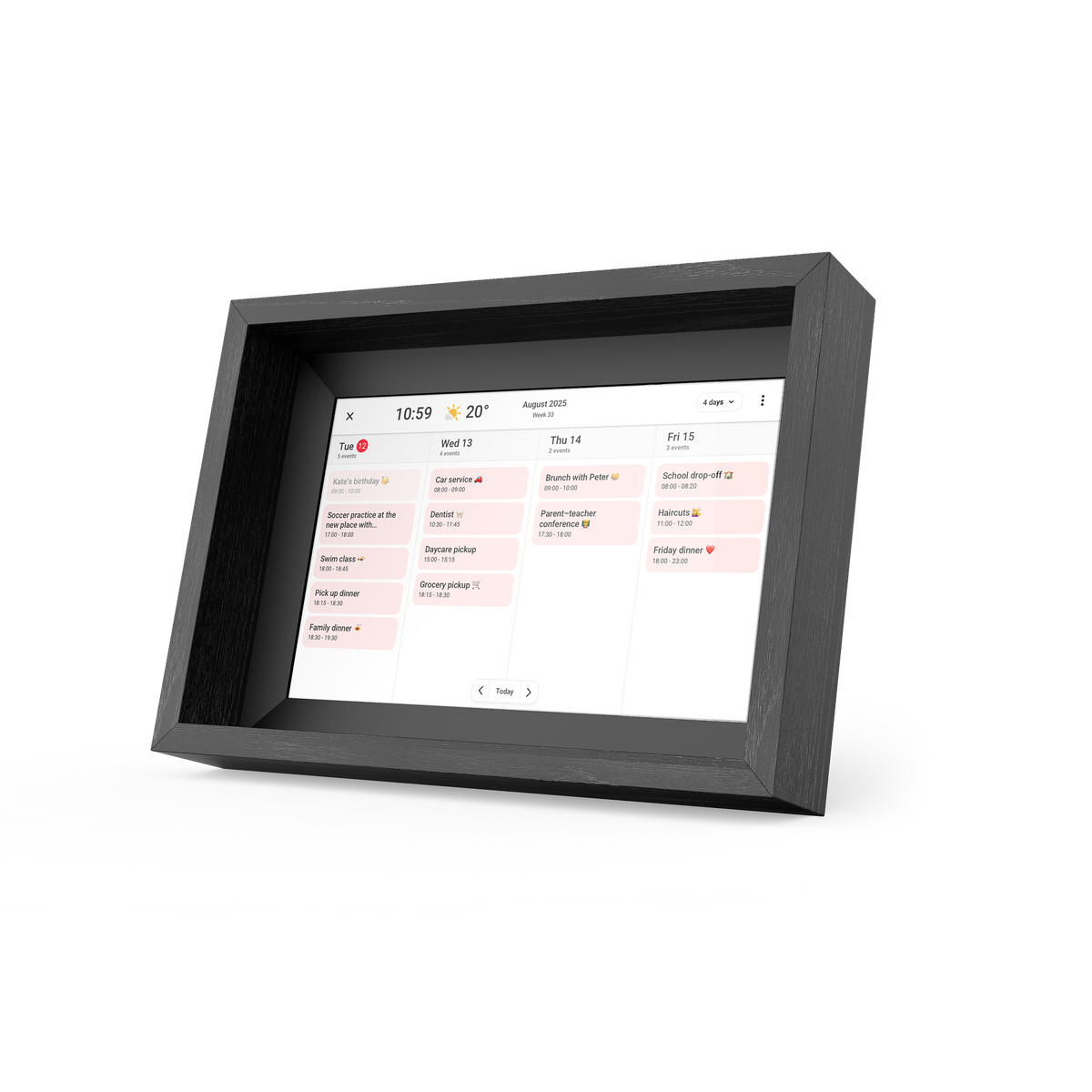 10.1” Digital Oak Box Photo Frame & eCalendar