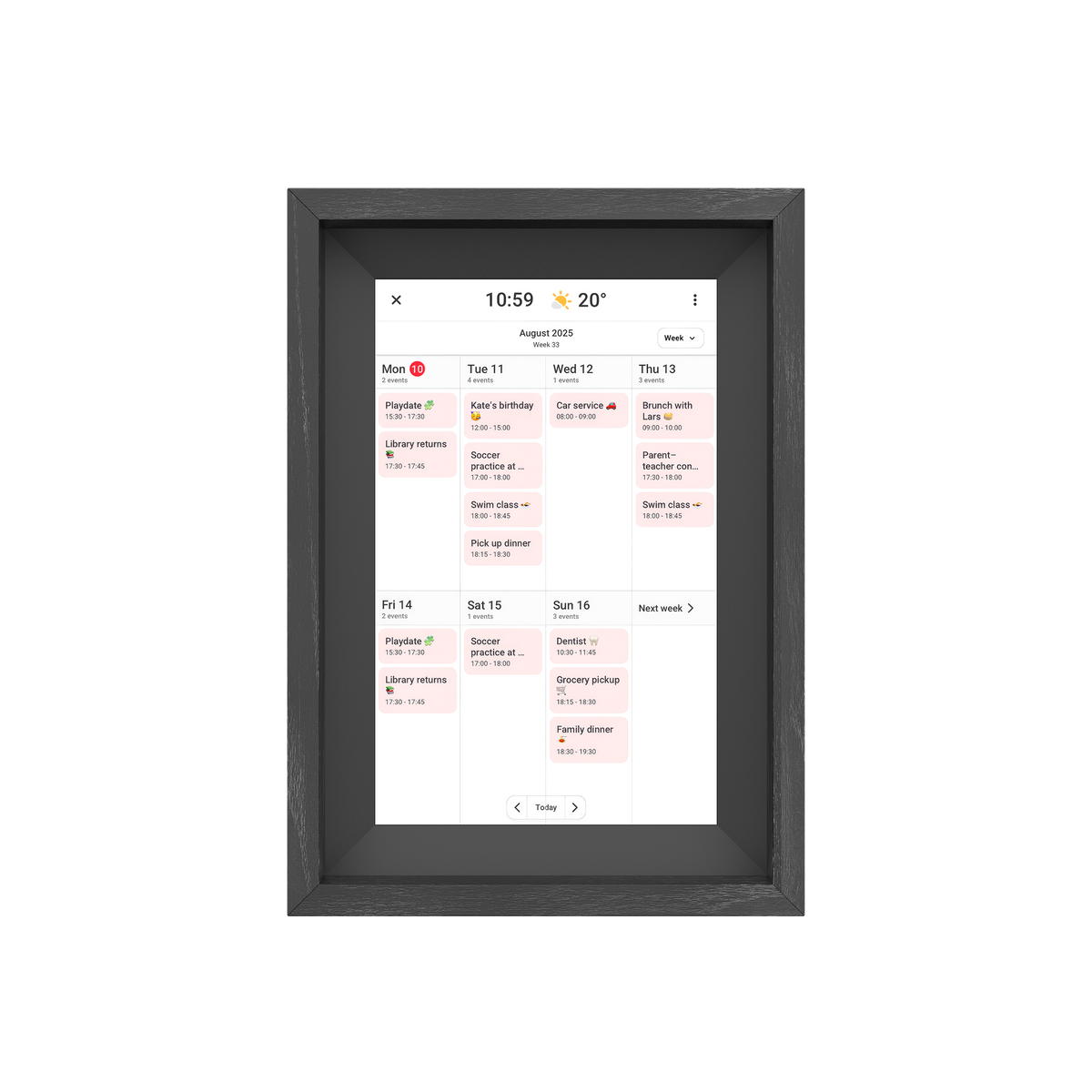 10.1” Digital Oak Box Photo Frame & eCalendar
